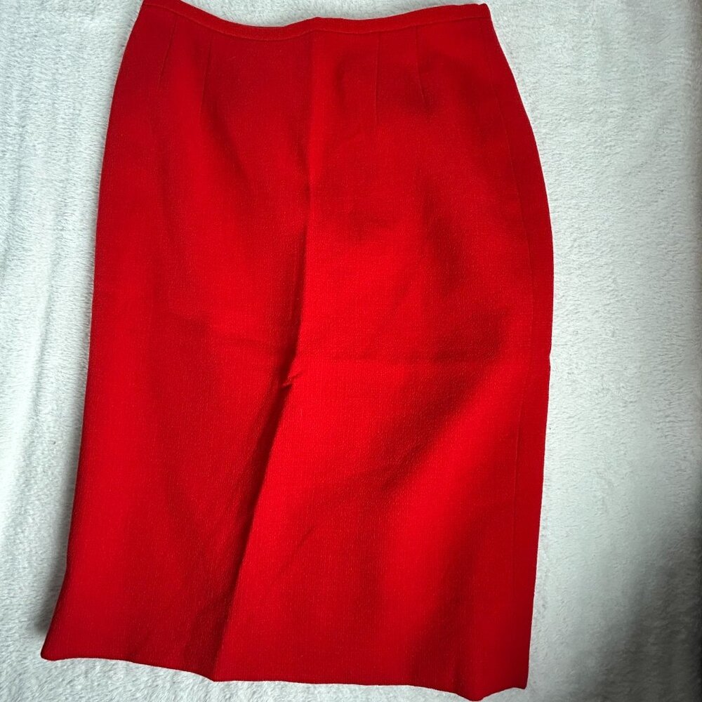 Women's Red Pure Wool Pencil Skirt Size 6 Lined Knee Length Career Made In USA
